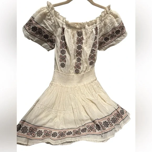 LoveShackFancy Cream Embroidered Off-Shoulder Blouse - Picture 3 of 5